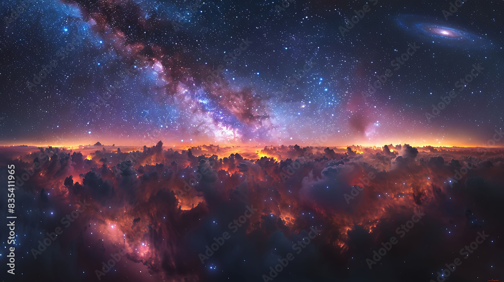 breathtaking view of the Milky Way galaxy from a dark sky reserve on Earth with the Andromeda galaxy faintly visible nearby