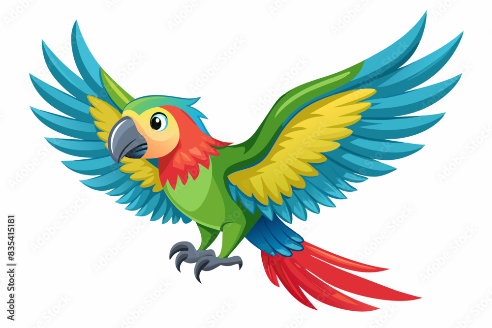 flying psittacine bird vector illustration