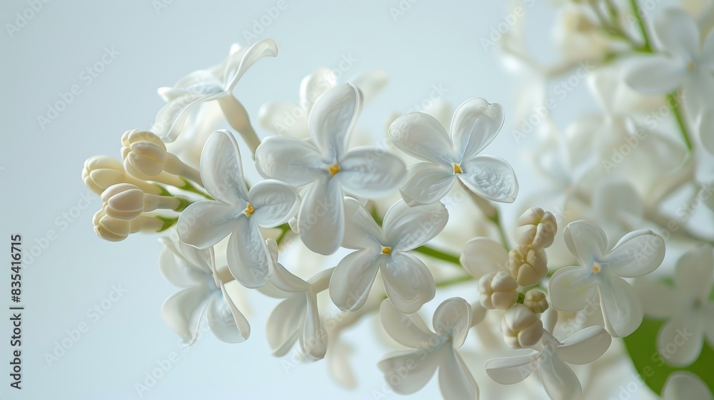 Macro Photography of White Spring Lilacs on a White Background Macro Photography of White Spring Lilacs on a White Background