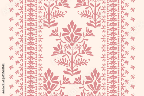 Motifs Ikat floral paisley embroidery background.geometric ethnic oriental pattern traditional.Aztec-style abstract vector illustration. design for texture, fabric, clothing, wrapping, decoration