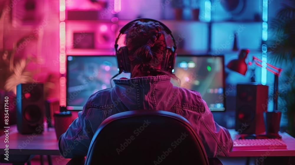 Explore the nocturnal realm of gaming with breathtaking imagery showcasing a gamer navigating virtual worlds in the dimly lit ambiance of a dark room Explore the nocturnal realm of gaming with breathtaking imagery showcasing a gamer navigating virtual worlds in the dimly lit ambiance of a dark room