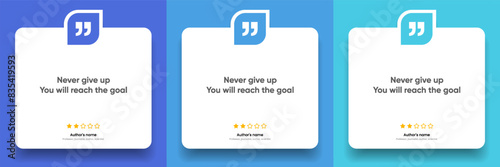 3D bubble testimonial banner, quote, infographic. Social media post template designs for quotes. Empty speech bubbles, quote bubbles and text box. Vector Illustration EPS10.