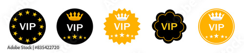 Vip label, badge or tag. Dignitaries label. VIP vector icons. VIP persons icon set. Gold and premium symbols.