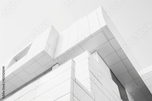 abstract geometric architecture minimal white building facade with sharp angles