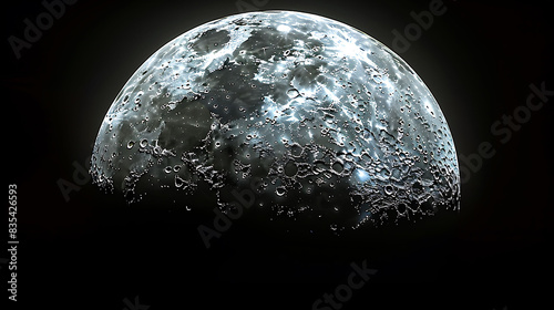 detailed photograph of the First Quarter Moon highlighting the rugged terrain along the terminator line with deep shadows