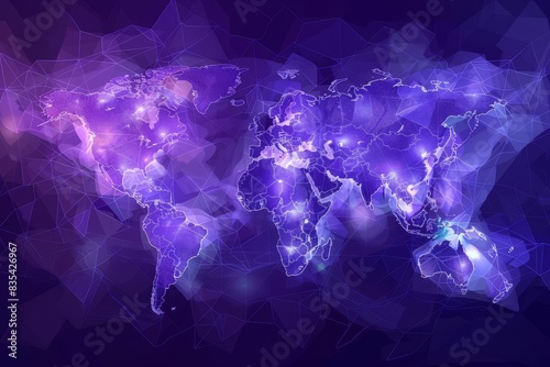 abstract global map in shades of bluish purple modern cartography illustration photo