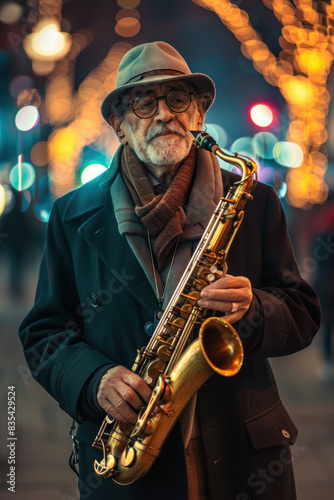 Street Musician Playing Saxophone from Above, Celebrate the diversity of Music : La Fête de la Musique.