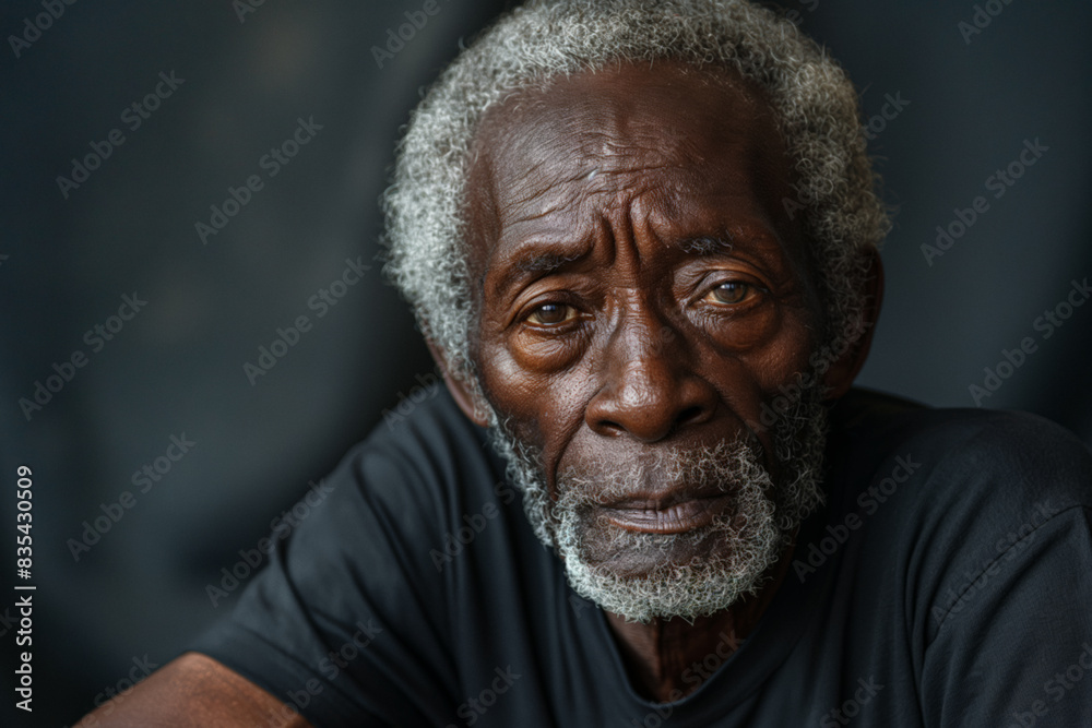 Portrait of a black man against blank dark grey background with copy space for advertisement