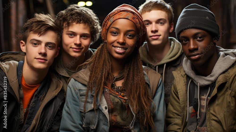diverse group of teenagers enjoying each other's company diverse group of teenagers enjoying each other's company