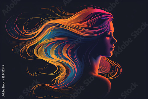 a profile of a woman with colorful hair