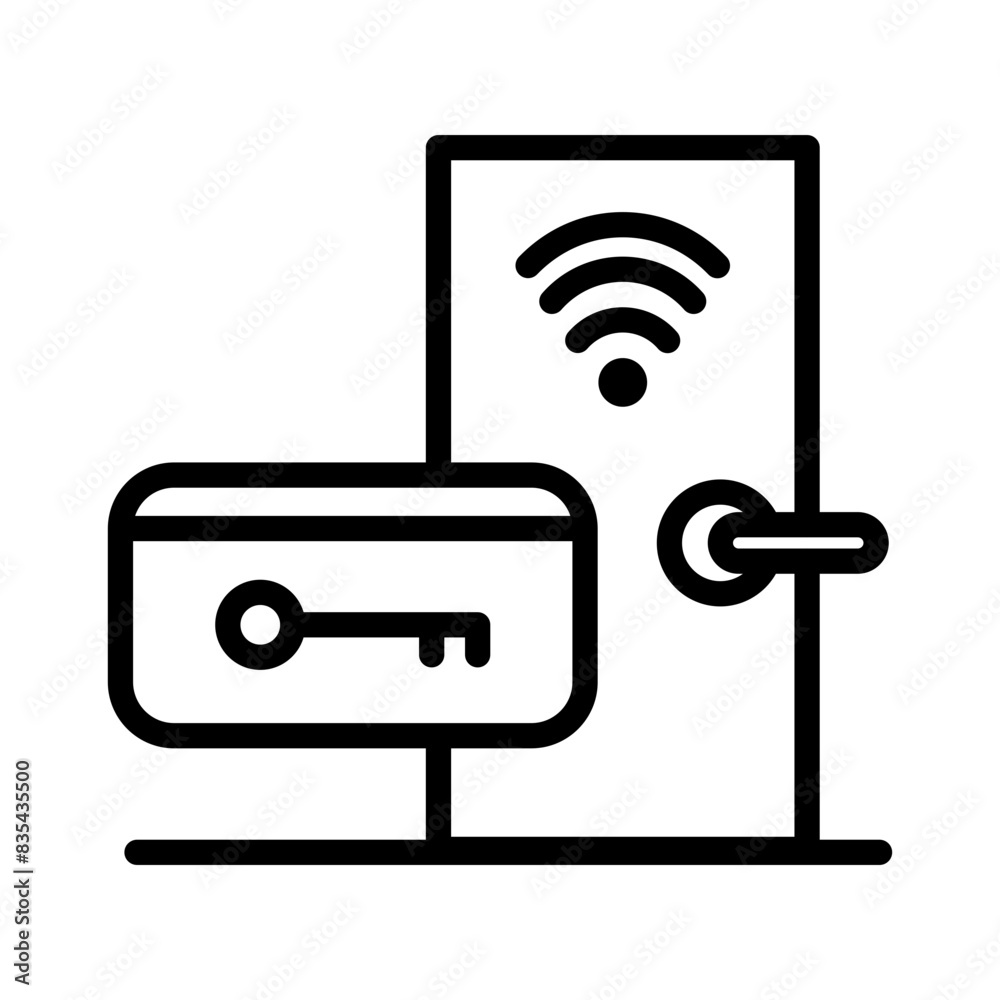 Smart door line icon. Smart home icon. Internet of things icon isolated on white background. Transparent background, minimalist symbol. Vector images Smart door line icon. Smart home icon. Internet of things icon isolated on white background. Transparent background, minimalist symbol. Vector images
