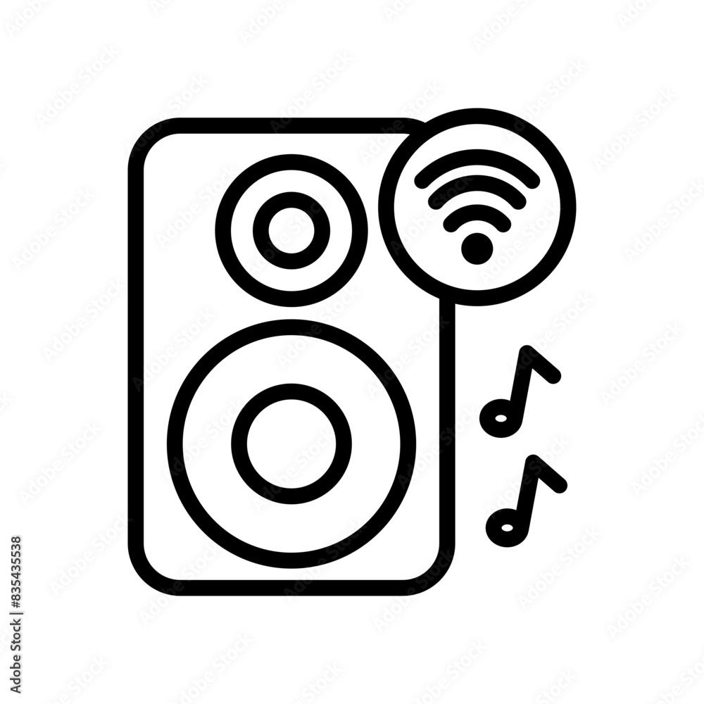 Smart speaker line icon. Smart home icon. Internet of things icon isolated on white background. Transparent background, minimalist symbol. Vector images Smart speaker line icon. Smart home icon. Internet of things icon isolated on white background. Transparent background, minimalist symbol. Vector images