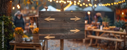 Rustic wooden directional signposts. photo