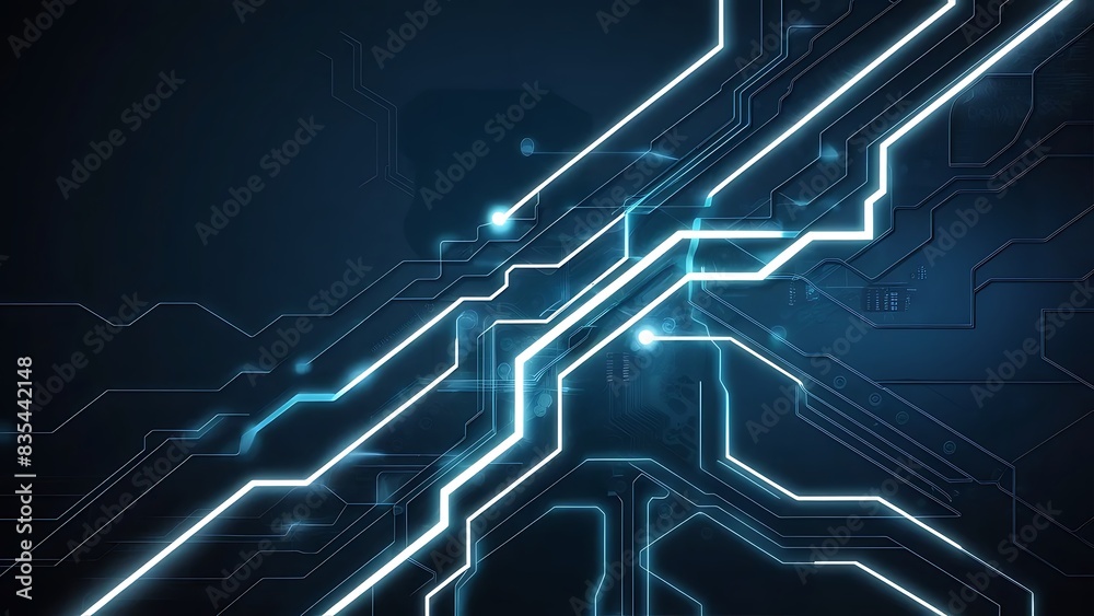 Tech-Inspired Theme with Abstract Circuit Patterns and Glowing Lines on Solid Blue Background Tech-Inspired Theme with Abstract Circuit Patterns and Glowing Lines on Solid Blue Background