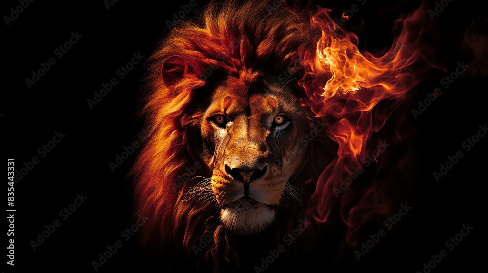 Fototapeta premium Leão Flamejante