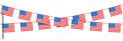 Bunting flags for USA Independence Day. Vector illustration.