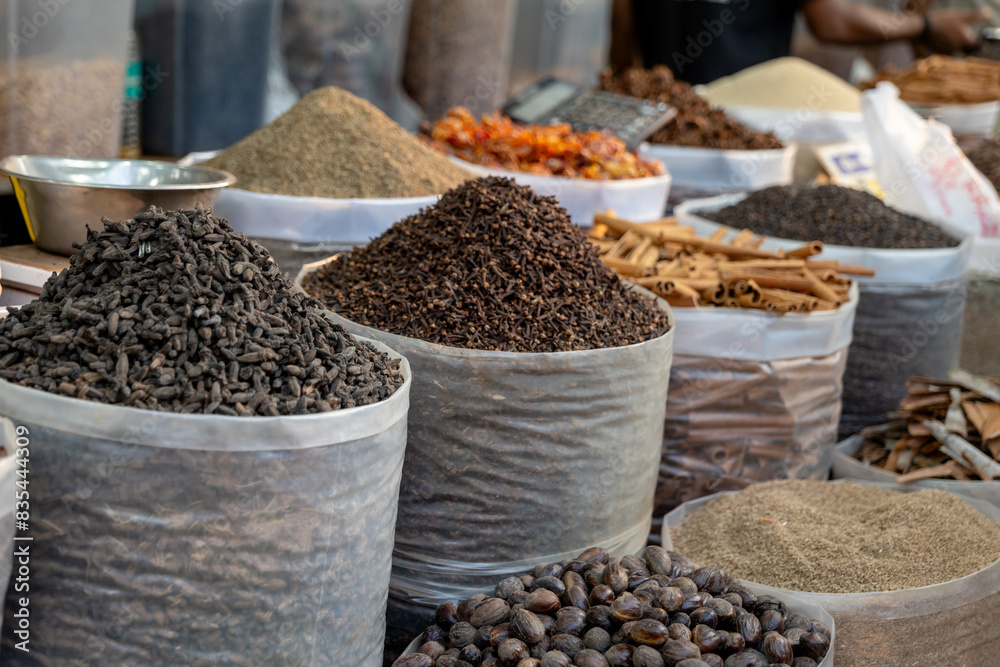 overflow with an array of aromatic spices at a bustling market