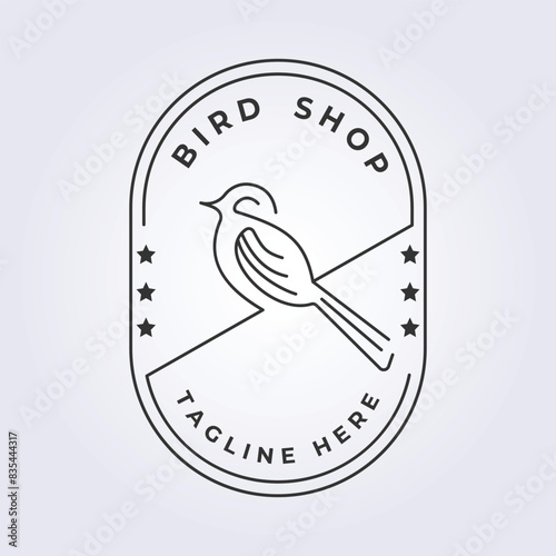 Emblem Simple Logo line art Bird Shop vector illustration design