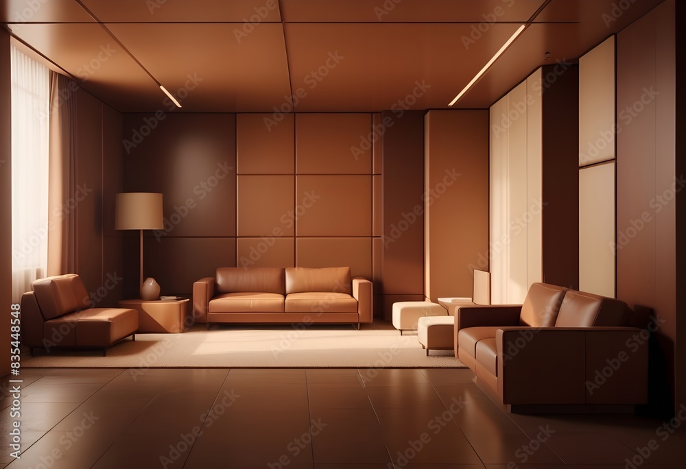 Fototapeta premium Photo modern style conceptual interior room 3d illustration