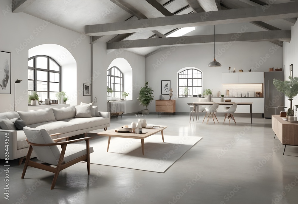 Photo modern style conceptual interior room 3d illustration