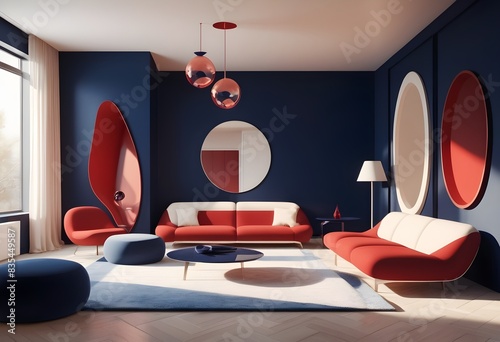 Photo modern style conceptual interior room 3d illustration