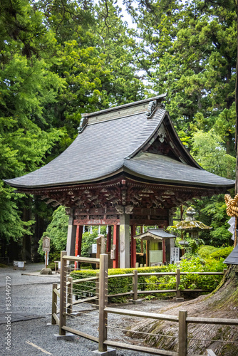 Kitaguchi Hongu Fuji Sengen Shrine, wooden shrine, vermilion, mount fuji, shinto shrine, forest shrine, fujisan, japan photo