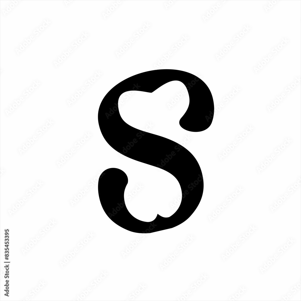 Abstract letter S or number 8 logo design with heart symbol in negative space. Abstract letter S or number 8 logo design with heart symbol in negative space.
