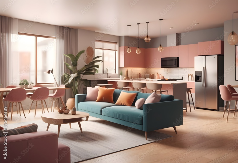 Photo modern style conceptual interior room 3d illustration Photo modern style conceptual interior room 3d illustration