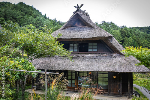 Saiko Iyashi-no-Sato Nenba, traditional japanese village,  thatched roof, mount fuji, fuji Five lakes, japan, open-air museum photo