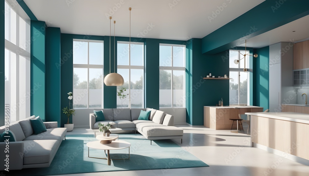 Photo modern style conceptual interior room 3d illustration