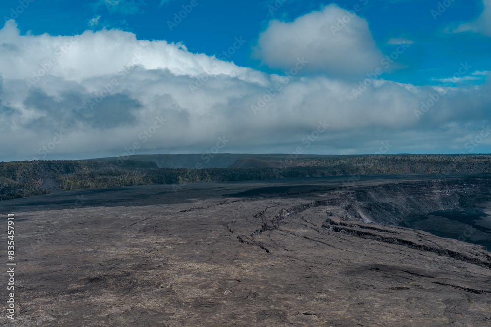 Halemaʻumaʻu is a pit crater within the much larger Kīlauea Caldera at the summit of Kīlauea volcano on island of Hawaiʻi. Hawaii Volcanoes National Park, Kilauea Volcano Halemaʻumaʻu is a pit crater within the much larger Kīlauea Caldera at the summit of Kīlauea volcano on island of Hawaiʻi. Hawaii Volcanoes National Park, Kilauea Volcano