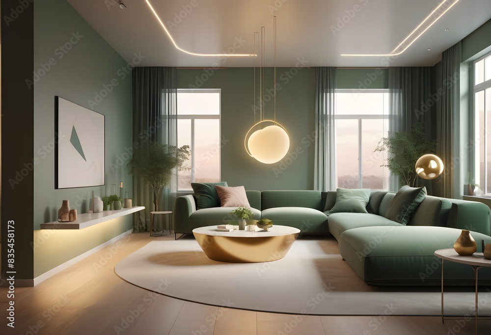 Photo modern style conceptual interior room 3d illustration Photo modern style conceptual interior room 3d illustration