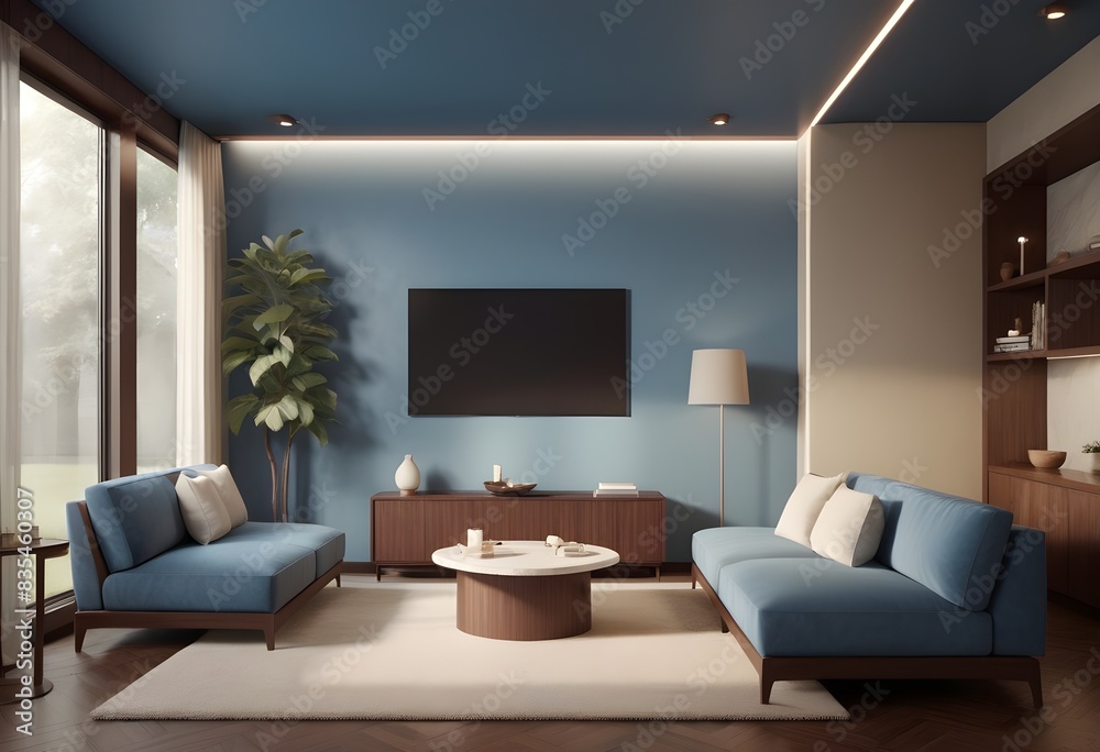 Fototapeta premium Photo modern style conceptual interior room 3d illustration