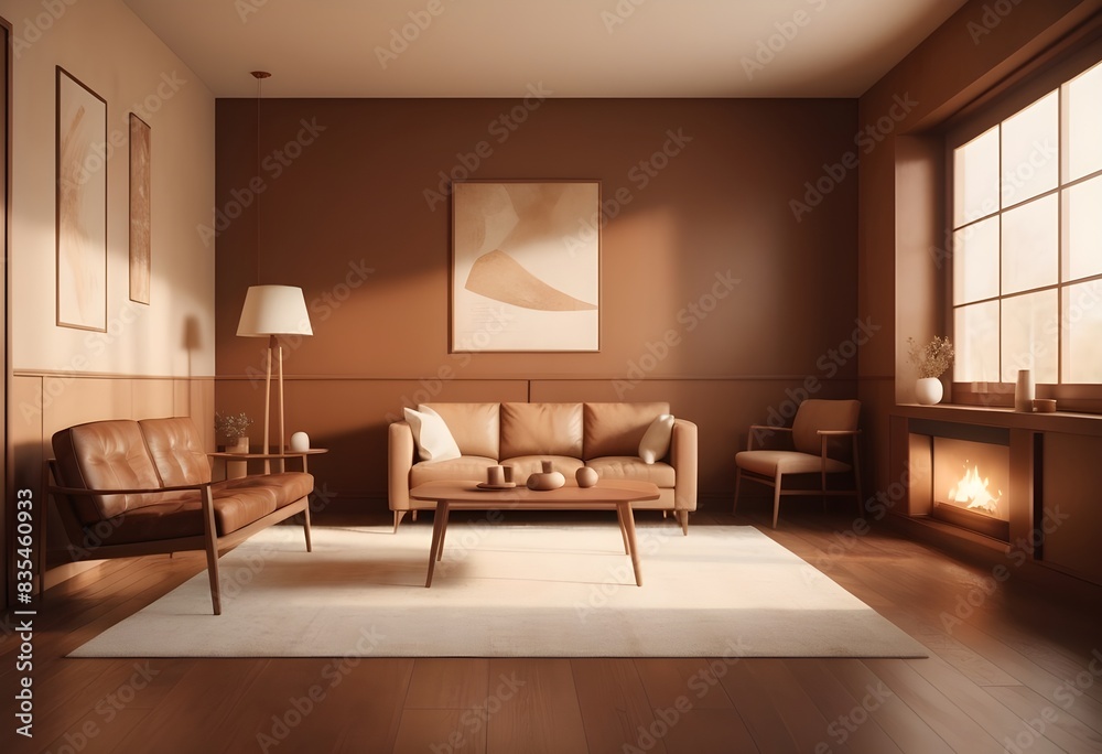 Fototapeta premium Photo modern style conceptual interior room 3d illustration
