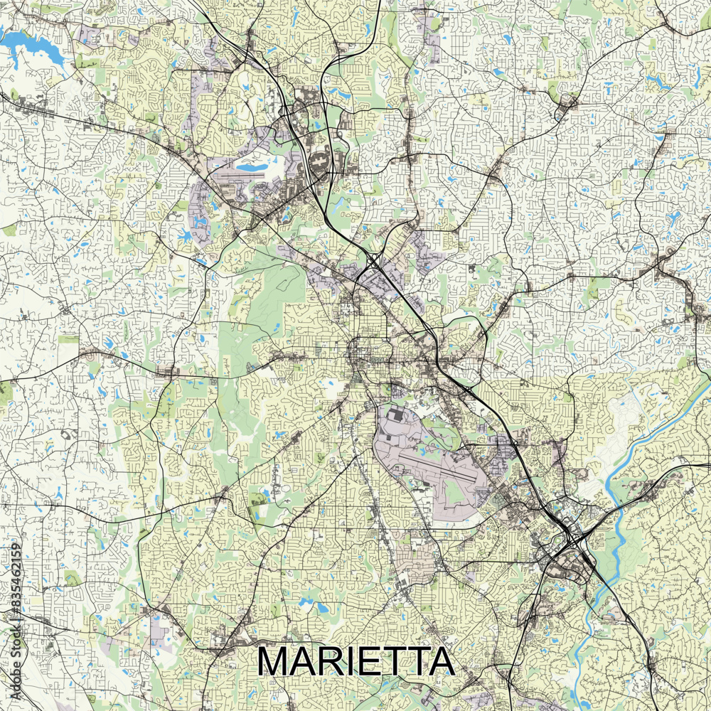 Marietta, Georgia, United States map poster art