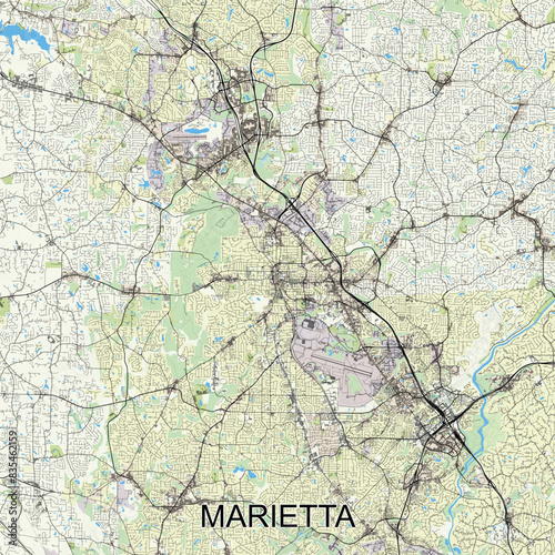 Marietta, Georgia, United States map poster art