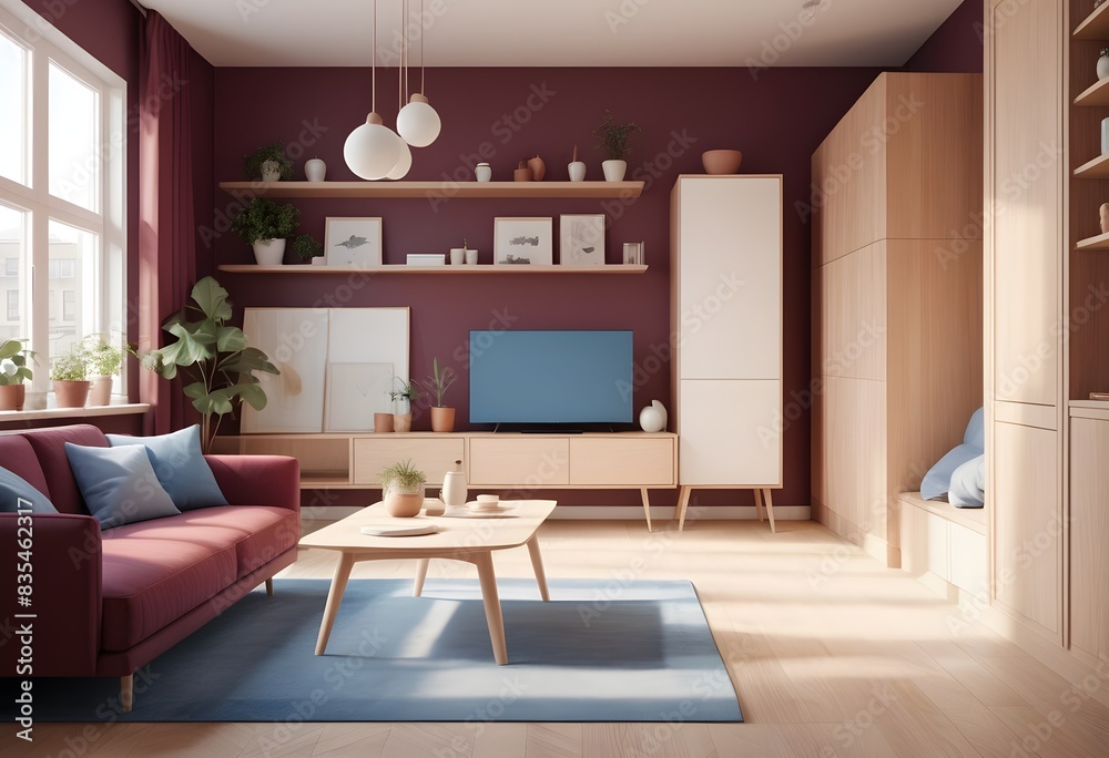 Fototapeta premium Photo modern style conceptual interior room 3d illustration