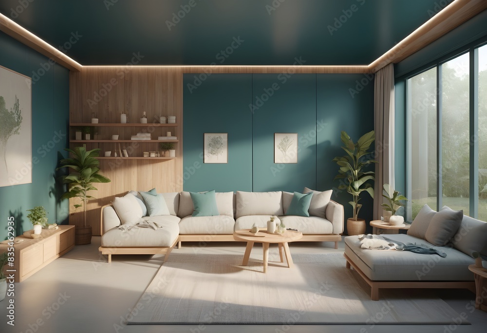 Fototapeta premium Photo modern style conceptual interior room 3d illustration