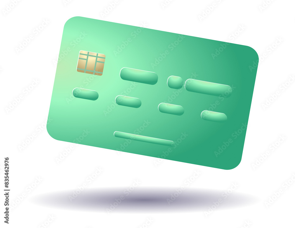 Green credit card illustration, green colored credit card on transparent layer. Green credit card illustration, green colored credit card on transparent layer.