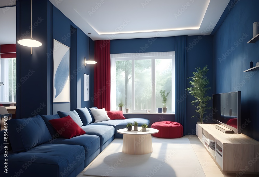 Fototapeta premium Photo modern style conceptual interior room 3d illustration