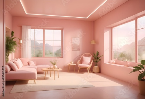 Photo modern style conceptual interior room 3d illustration