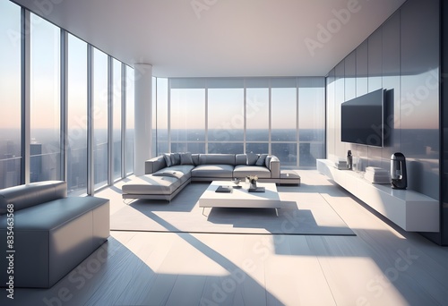 Photo modern style conceptual interior room 3d illustration