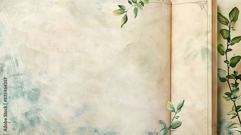 Illustration of bougainvillea in the corner of the room The side edges have minimalist icons, such as growth leaves. To ensure that the middle area Illustration of bougainvillea in the corner of the room The side edges have minimalist icons, such as growth leaves. To ensure that the middle area