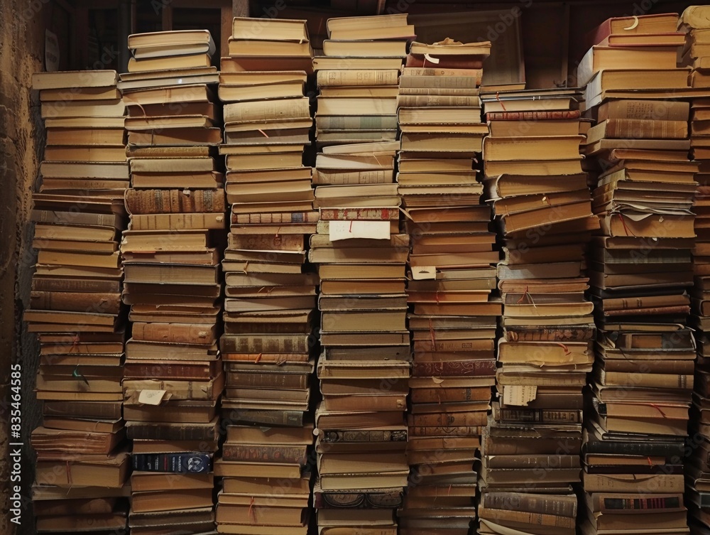 reading stacked books, wide shot, reading stacked books, wide shot,