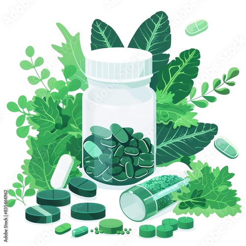 A thyroid support and minerals image with Kelp supplements and balanced health graphics, symbolizing thyroid support and minerals photo