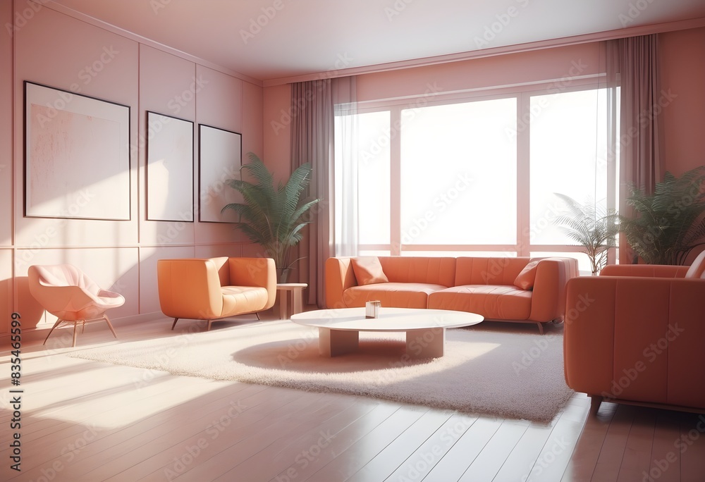 Fototapeta premium Photo modern style conceptual interior room 3d illustration