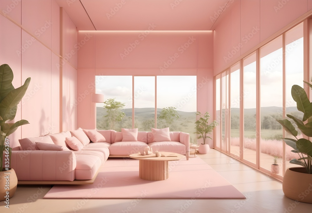 Fototapeta premium Photo modern style conceptual interior room 3d illustration