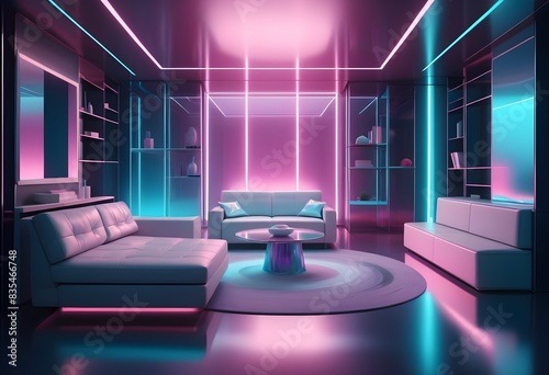 Photo modern style conceptual interior room 3d illustration