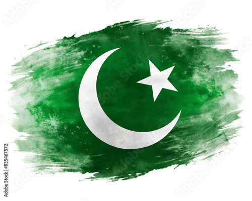 Pakistan Flag with Paint Scratches Isolated on White Background