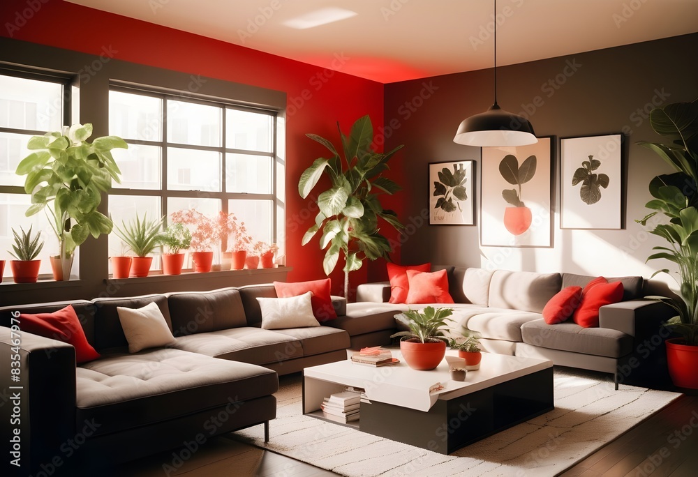 Fototapeta premium Photo modern style conceptual interior room 3d illustration